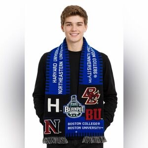Boston Beanpot Scarf Harvard BU BC Northeastern Knit Fringe Blue College